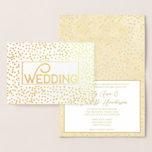 Goldfoil Typografie Confetti Hochzeitseinladungen Folienkarte