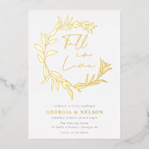 Goldfoil Verlasst Kranzfall in der Liebe Hochzeit Folieneinladung