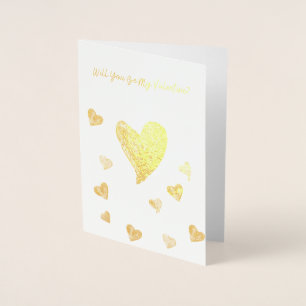 Goldfoil: "Werden Sie mein Valentin sein?" Karte