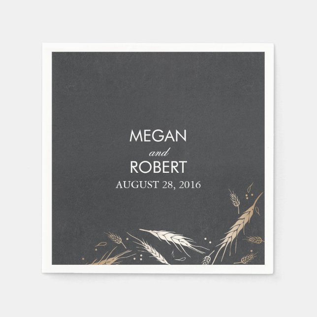 Goldfoileffekt Fall Weizenhalskappe Rustikal Serviette (Vorderseite)