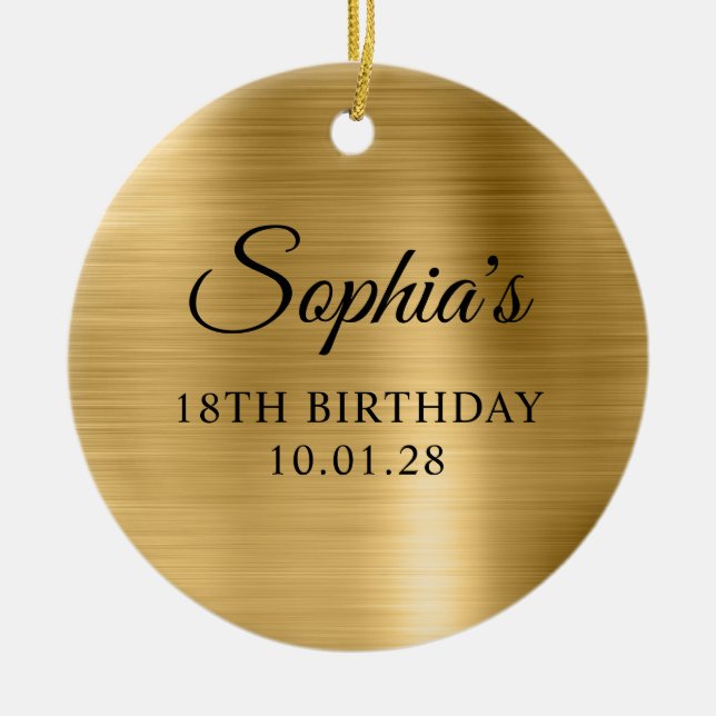 Goldfolie 18. Geburtstag Foto Keramik Ornament (Vorne)