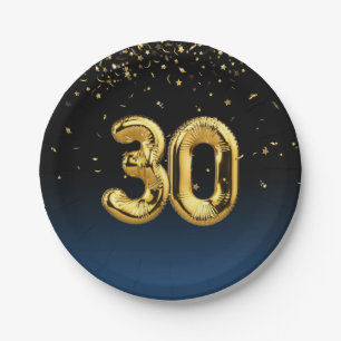 Goldfolie 30 Ballons und Konfetti-Papierplatte Pappteller