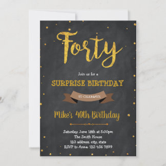 Goldfolie 40. Geburtstag Party Einladung