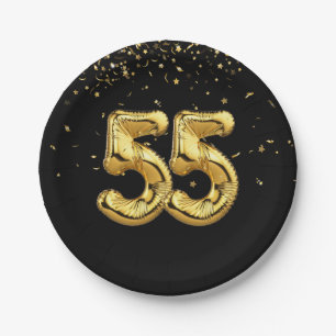 Goldfolie 55 Balloons und Konfetti Papierplatte Pappteller