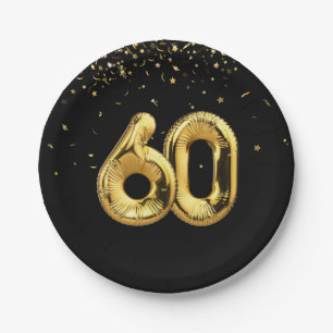 Goldfolie 60 Balloons und Konfetti Papierplatte Pappteller