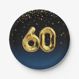 Goldfolie 60 Balloons und Konfetti Papierplatte Pappteller
