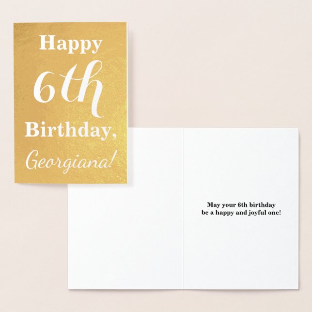 Goldfolie 6. Geburtstag + Individuelle Name Folienkarte (Anzeige)