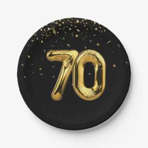 Goldfolie 70 Balloons und Konfetti Papierplatte Pappteller