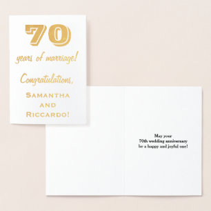 Goldfolie 70. Hochzeitstag + Individuelle Namen Folienkarte