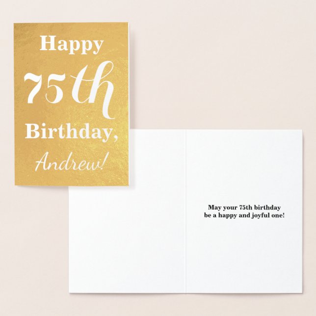 Goldfolie 75. Geburtstag + Individuelle Name Folienkarte (Anzeige)