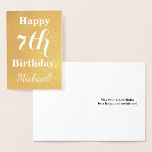 Goldfolie 7. Geburtstag + Individuelle Name Folienkarte
