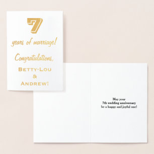 Goldfolie 7. Hochzeitstag + Individuelle Namen Folienkarte