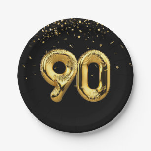 Goldfolie 90 Balloons und Konfetti Papierplatte Pappteller