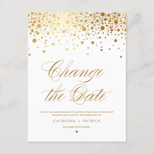 Goldfolie Ändere das Datum Hochzeitsaufschub Ankündigungspostkarte