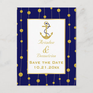 Goldfolie Anker nautische Hochzeit Speichern Sie d Ankündigungspostkarte