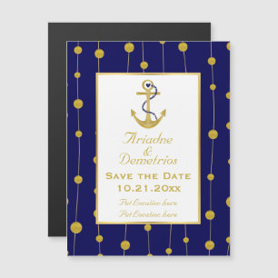 Goldfolie Anker nautische Hochzeit Speichern Sie d Magneteinladung