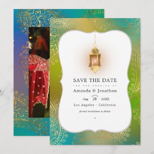 Goldfolie Arabischer Bollywood-Hochzeit Foto Termi Save The Date