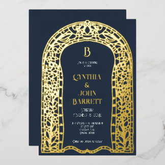 Goldfolie Art Deco inspirierte Hochzeitseinladung Folieneinladung