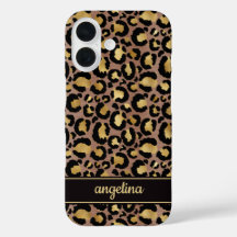 Goldfolie auf braunem Leopardenprint-Monogramm