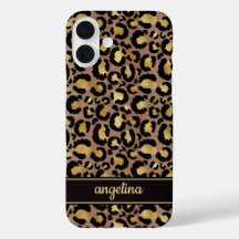 Goldfolie auf braunem Leopardenprint-Monogramm