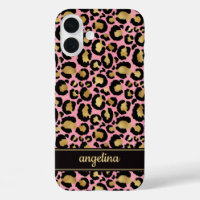 Goldfolie auf rosa Leopardenprint monogrammiert