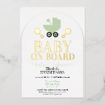 Goldfolie Baby an Bord Einladung zur Babyparty