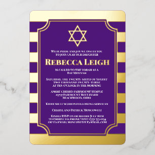 Goldfolie Bat Mitzvah Einladung mit Star