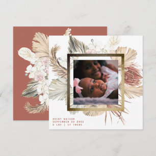 Goldfolie Boho Pampas Boho Foto Birth Ankündigung