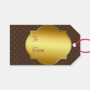 Goldfolie, braune Punktmarke Geschenkanhänger