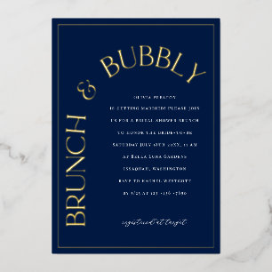 Goldfolie Brunch & Bubbly Bridal Dusche Einladung