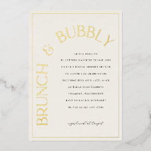 Goldfolie Brunch & Bubbly Bridal Dusche Einladung