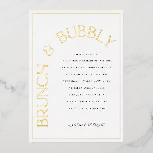 Goldfolie Brunch & Bubbly Bridal Dusche Einladung