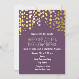 Goldfolie Confetti Lila Gray Hochzeit Einladung