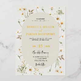 Goldfolie daisy Wildblumen Einladung Hochzeit