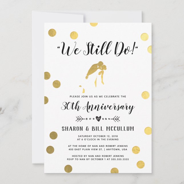 Goldfolie, die wir noch machen | 30. Hochzeitstag Einladung (Vorderseite)