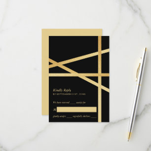 Goldfolie-Effekt Geometrischer Stil Hochzeit RSVP Karte