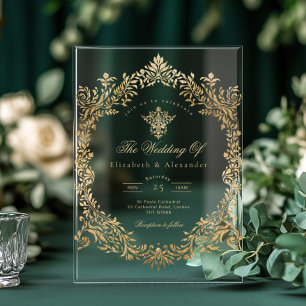 Goldfolie Elegante Verzierte viktorianische Hochze Acryleinladungen