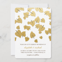 Goldfolie fallende Blätter Hochzeitseinladung Einladung