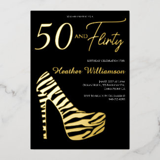 Goldfolie Fifty and Fabulous 50. Geburtstagsfeier  Folieneinladung