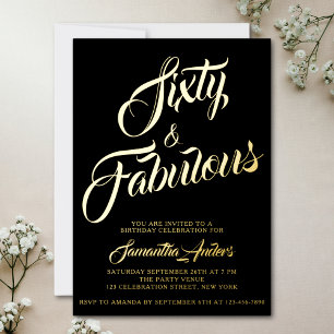 Goldfolie Fifty and Fabulous Schriftzug 60. Geburt Folieneinladung