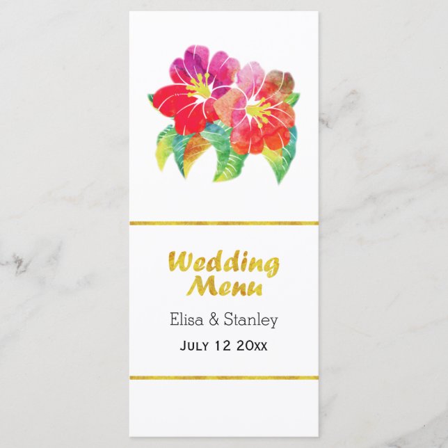 Goldfolie florale Hochzeitskarte Menükarte (Vorderseite)