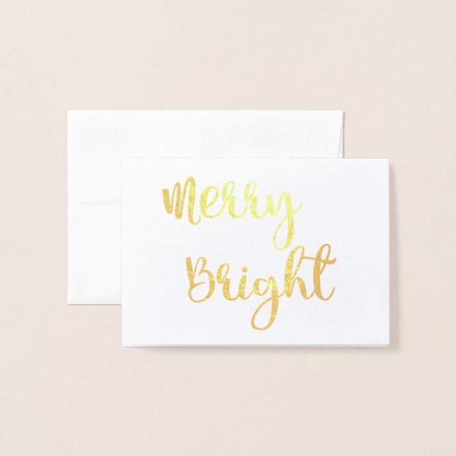 Goldfolie Frohe und helle Weihnachtsnotecard Folienkarte (Vorderseite mit Umschlag)