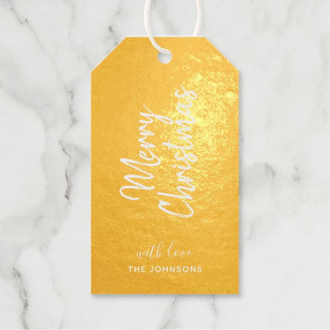 Goldfolie Frohe Weihnachtsgeschenke Tags Geschenkanhänger (Vorderseite)