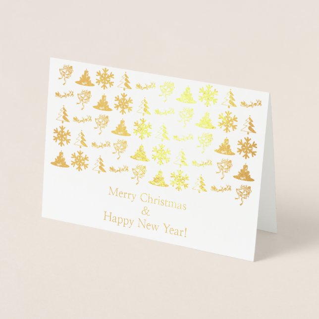 Goldfolie Frohe Weihnachtssymbole Folienkarte (Vorderseite)