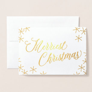 Goldfolie Fröhlichste Weihnachtssterne Grußkarte Folienkarte