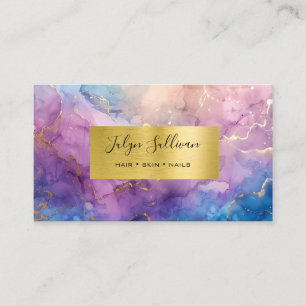 Goldfolie für lila Aquarellfarben und Imitate Visitenkarte