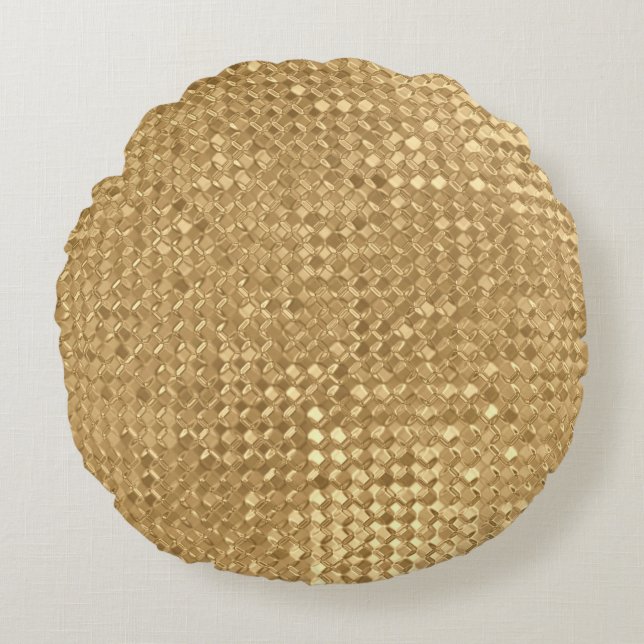 Goldfolie, Glitzer nahtlose Textur. Rundes Kissen (Vorderseite)