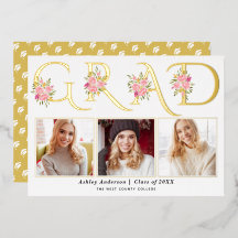 Goldfolie GRAD Rose Foto Abschluss Ankündigung