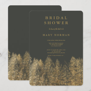 Goldfolie-Graue Fallkiefer-Brautparty Einladung