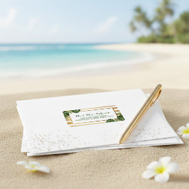 Goldfolie & Green Palm Leaf Beach Hochzeit Adressaufkleber